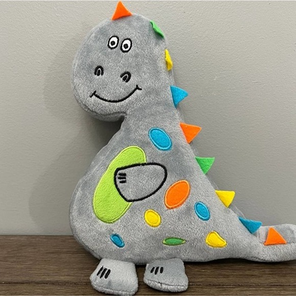 Stephan Baby Grey Dinosaur with Colorful Spine Spikes Plush - Picture 2 of 5